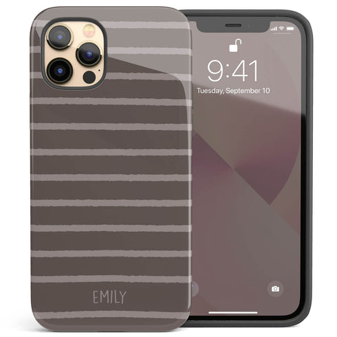 Custom Name Earth Tone Stripes iPhone Case